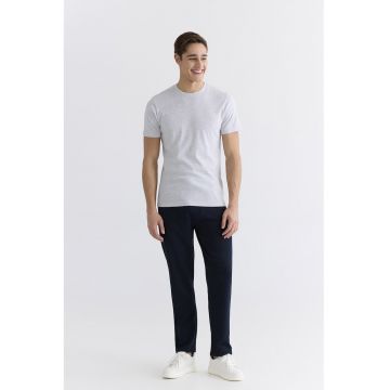 Pantaloni slim fit de trening cu snur si buzunare cu fermoar - Bleumarin