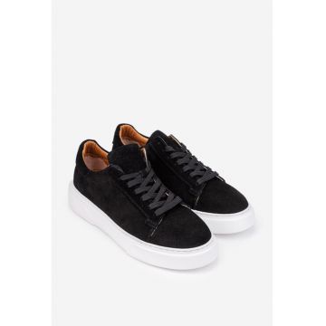 Pantofi barbati  din piele intoarsa neagra
