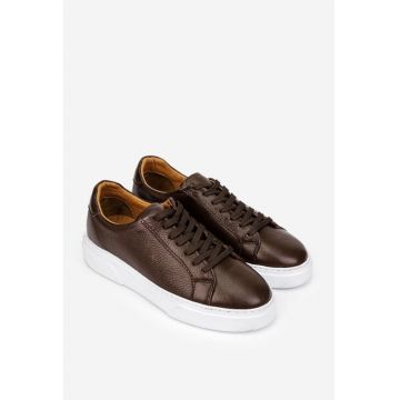 Pantofi barbati piele texturata maro - Maro