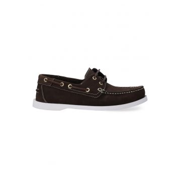 Pantofi boat din piele nabuc - cu siret