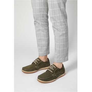 Pantofi boat din piele nabuc