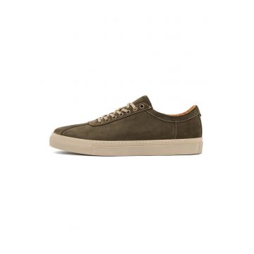 Pantofi casual din piele intoarsa cu sireturi - Kaki inchis