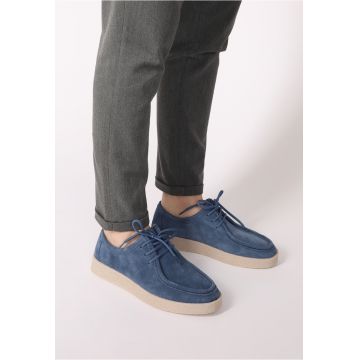 Pantofi casual din piele intoarsa cu sireturi