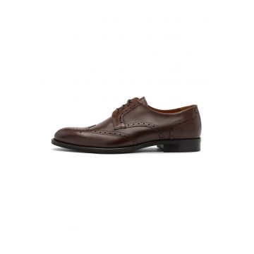 Pantofi de piele cu perforatii - Maro