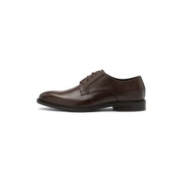 Pantofi derby de piele cu sireturi - Maro cognac