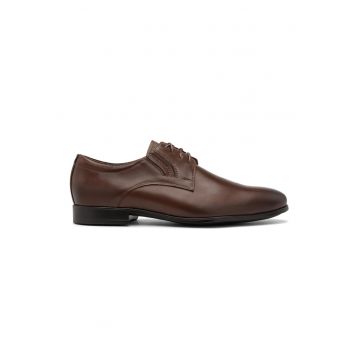Pantofi derby de piele - Maro cognac