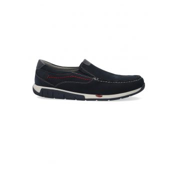 Pantofi loafer din nubuc si cusaturi laterale