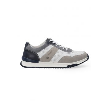 Pantofi sport din piele cu aspect contrastant