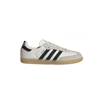 Pantofi sport din piele cu insertii din piele intoarsa Samba - Alb/Negru