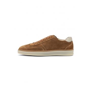 Pantofi sport din piele intoarsa cu garnitura din dantela - Caramel