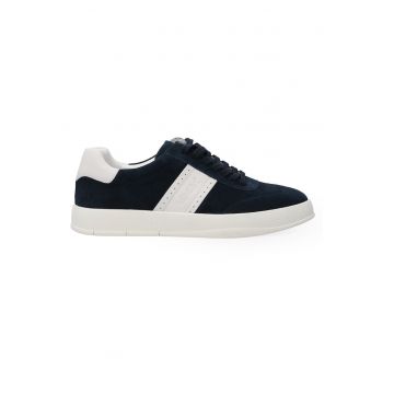 Pantofi sport din piele intoarsa cu insertii contrastante