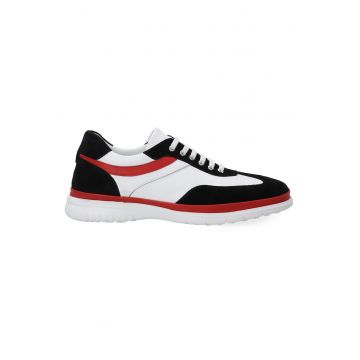Pantofi sport din piele si piele intoarsa