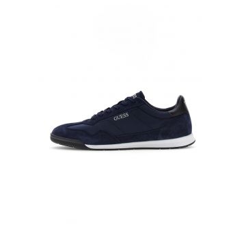 Pantofi sport low-cut cu garnituri din piele intoarsa - Bleumarin