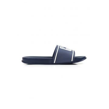 Papuci cu logo - Alb/Bleumarin