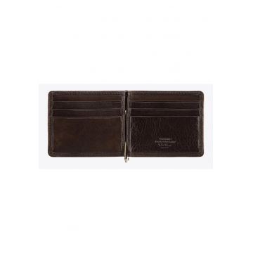 Portofel  Da Vinci - piele naturala - unisex - 6 locuri pentru carduri - 8x10 -5cm - culoare maro
