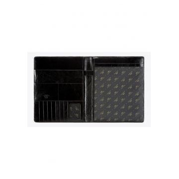 Portofel din piele  model Italia - neagra - dimensiune A4 - 7 locuri pentru carduri.