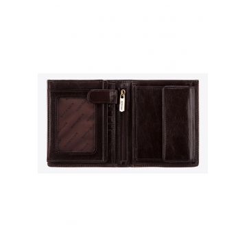 Portofel din piele naturala  model Da Vinci - maro - 11 locuri pentru carduri - 2 compartimente pentru bancnote