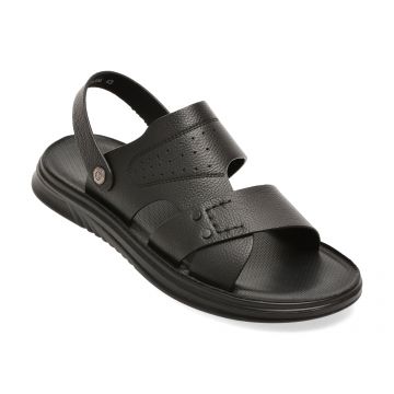 Sandale OTTER negre, 25286, din piele naturala