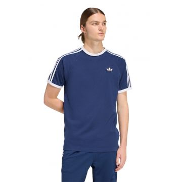 Tricou cu decolteu la baza gatului si logo - Alb/Bleumarin