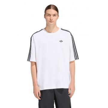 Tricou cu logo discret 3 Stripes - Alb/Negru stins