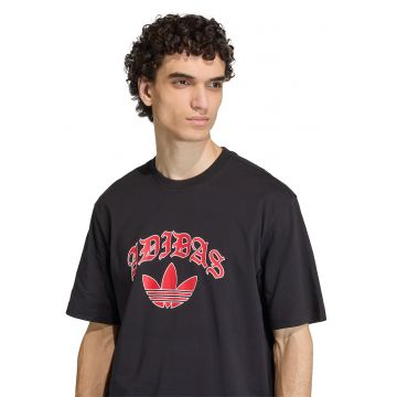Tricou de bumbac cu imprimeu logo - Rosu/Negru