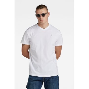 Tricou de bumbac organic cu decolteu in V Base - Alb