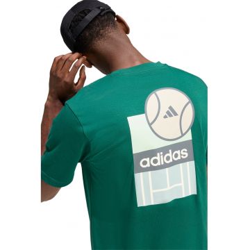Tricou din bumbac cu decolteu la baza gatului - Verde/Maro nisip