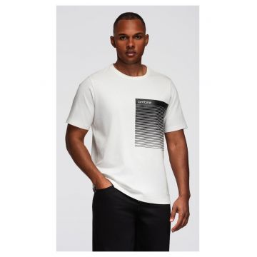 Tricou din bumbac cu print grafic  OM-TSPT-0246 - Alb
