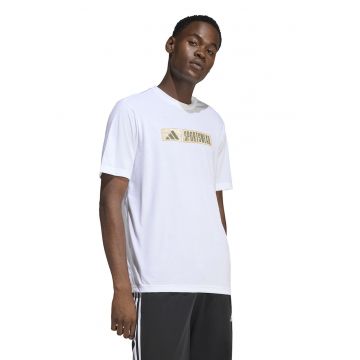 Tricou lejer cu imprimeu logo - Bej/Alb optic