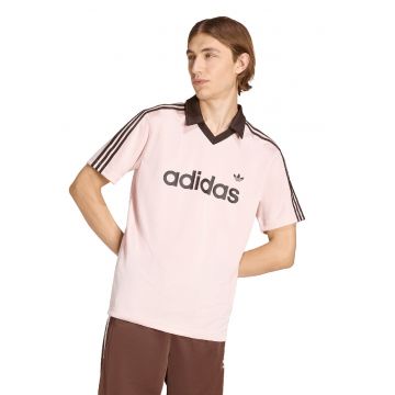 Tricou polo cu logo - Maro/Roz prafuit