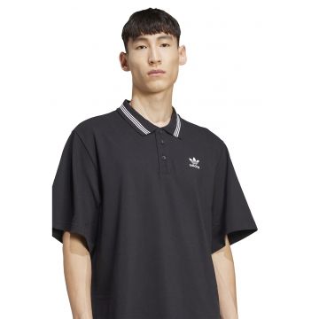 Tricou polo lejer cu logo - Alb/Negru
