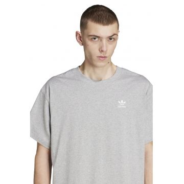 Tricou supradimensionat de bumbac cu logo Trefoil Essentials - Alb/Gri melange