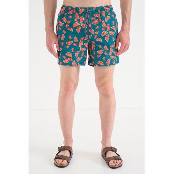 Bermude de baie cu model - Rosu/Verde persan