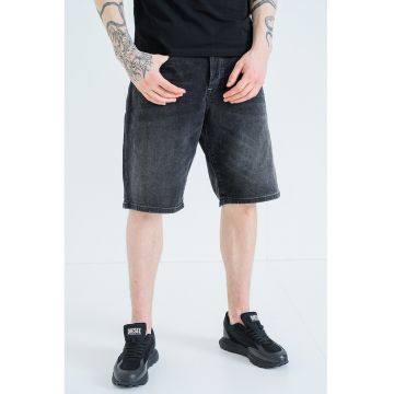 Bermude din denim cu aspect decolorat - Negru stins