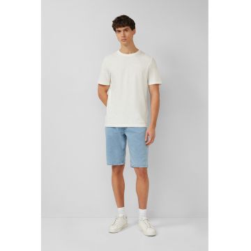 Bermude din denim cu talie medie - Albastru deschis