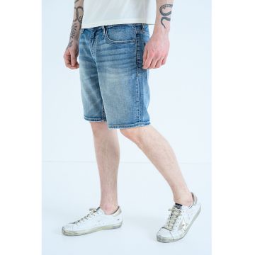 Bermude din denim cu talie medie Wyatt - Albastru deschis