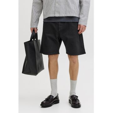 Bermude relaxed fit de denim - Negru
