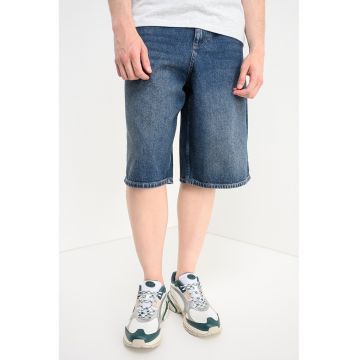 Bermude supradimensionate din denim - Bleumarin