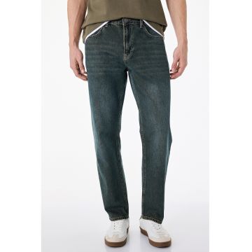 Blugi drepti cu aspect decolorat - Negru stins