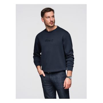 Bluza cu imprimeu lucios pe piept  OM-SNBC-0199 - Albastru inchis