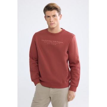 Bluza de trening cu imprimeu text - Portocaliu stins