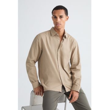 Camasa relaxed fit din bumbac - Maro nisip