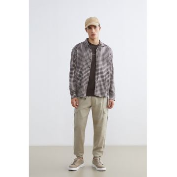 Pantaloni cargo regular fit cu snur de ajustare in talie - Bej