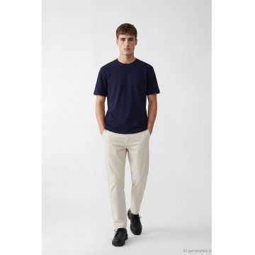 Pantaloni chino cu talie medie - Gri deschis