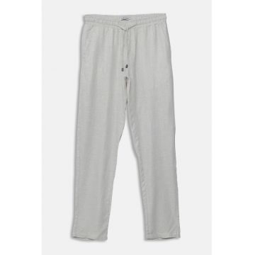 Pantaloni din amestec de in cu snur - Grej