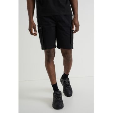 Pantaloni scurti cargo cu talie elastica - Negru