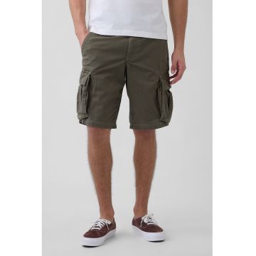 Pantaloni scurti cargo cu talie medie - Gri inchis