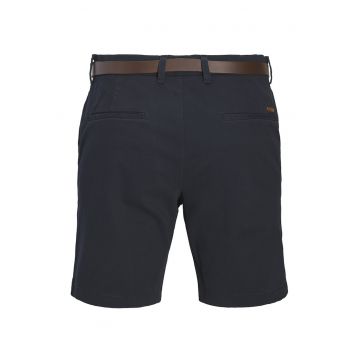 Pantaloni scurti chino din amestec de bumbac organic cu o curea - Albastru ultramarin