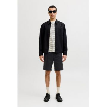 Pantaloni scurti chino din amestec de bumbac organic cu talie medie - Negru