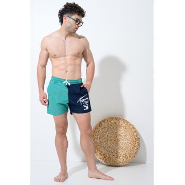 Pantaloni scurti de baie colorblock - Verde aquamarin/Albastru